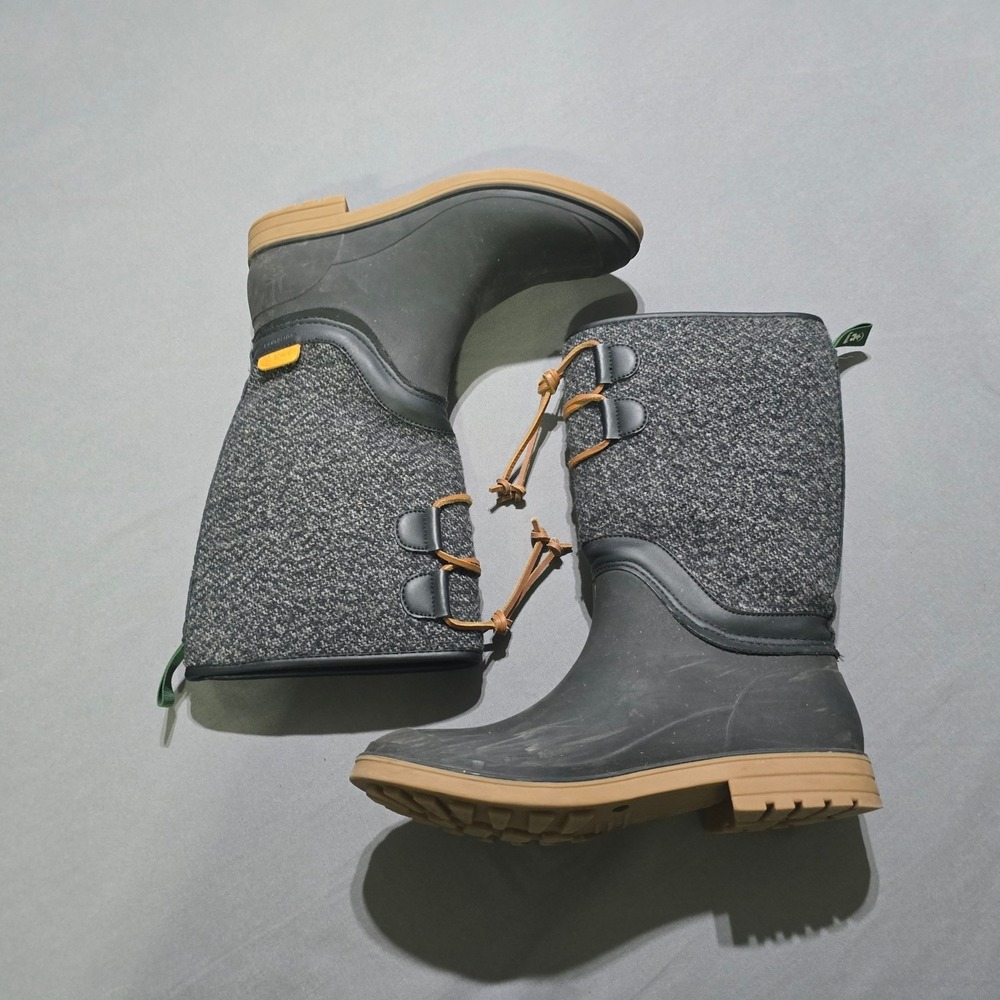 Kamik Abigail Winter Rain Boots Women 9 Black Gray Waterproof Flannel Lined